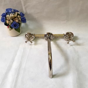 Badezimmer Silber Wand Wasserhahn mit zwei Kreuz Griffen + Messing Ventil - Vintage Wasserhahn - Silber Wand Bad Wasserhahn
