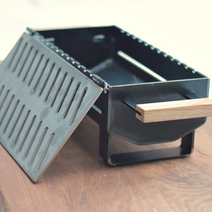 Compact & Sturdy Table Grill - Heavy Steel with Stainless Steel Grill - Hibachi / Yakitori Grill in Japan style. Portable, small.