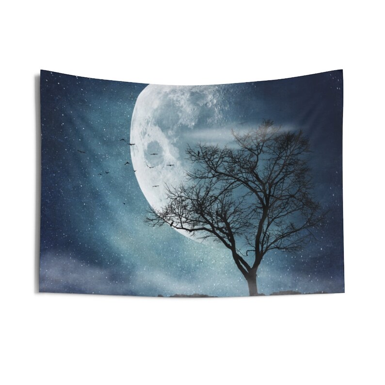 Full Moon Wall Tapestry Moon Wall Hanging Surreal Moon Wall Etsy