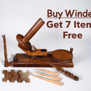 Hand Oprated Yarn Winder Extra Large Wooden Yarn Winder for Knitting Crocheting Handcrafted - Heavy Duty Natural Yarn Ball Winder and swift