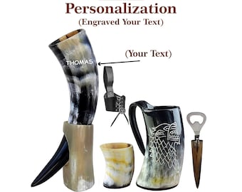 Viking Ox Horn Mug Set | Drinking Horn, Shot Glass & Holster