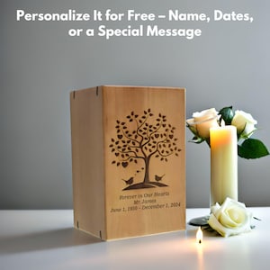 Engraved Rosewood Cremation Urn: Wooden Funeral Urn for Ashes