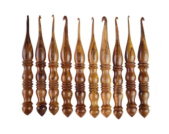 Rosewood Crochet Hook Set: Hand Turned Ergonomic Knitting Accessories
