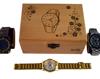 Boîte à montres en bois personnalisée | boîtier de montre pour femme | Organisateur de montres | Stockage de montres | Coffret montre homme| Cadeau homme/Cadeau de Noël