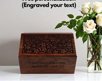 Urn box for Human Ashes - Tree of Life Rosewood  Wooden Box Cremation Urn for Ashes Handcrafted - Large Wooden Urn Box funeral urns adult