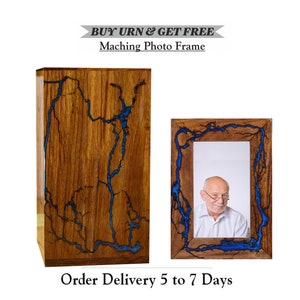 Fractal Burning Rosewood Urn for Human Ashes - Personalized Cremation Urn for Ashes Large Wooden Urn Box, Funeral Urn for Human or Pet Ashes