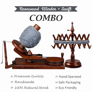 Yarn Winder and Swift Combo – Hand-Operated Wooden Ball Winder – Knitter’s Gift for Mom