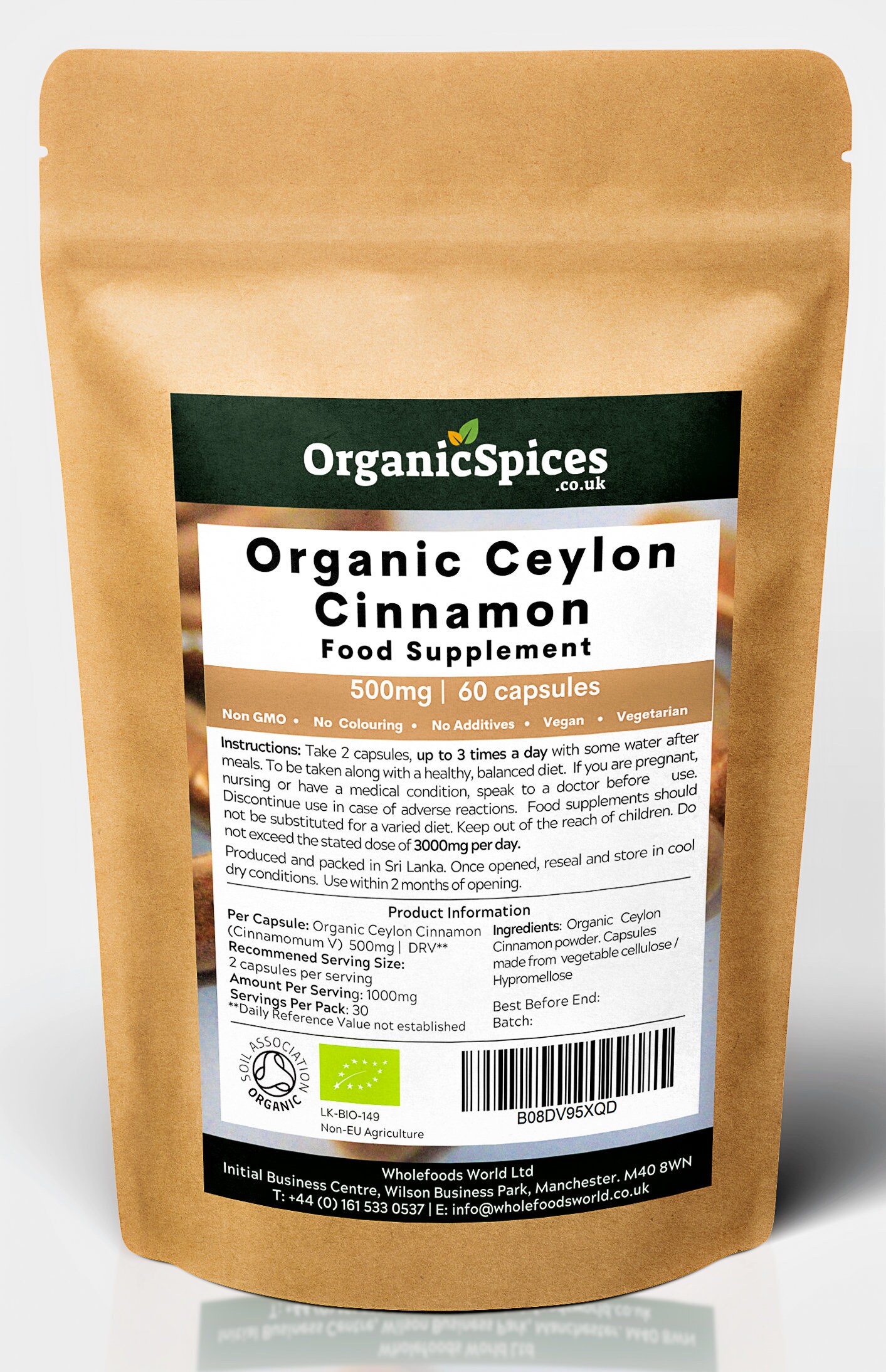Organic Ceylon Cinnamon Capsules 60 x 500mg Capsules Soil Etsy