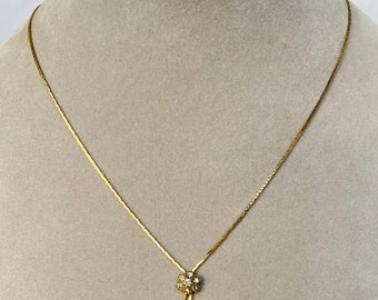 Vintage Gold Vermeil Sterling Silver Flower Design Necklace Full Italian Hallmarks Gorgeous Necklace