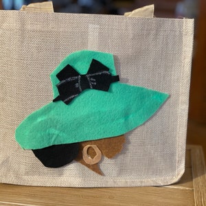 Burlap polyester bag with silhouette image on one side