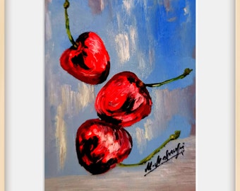 Blue and Red Moment, original oil painting