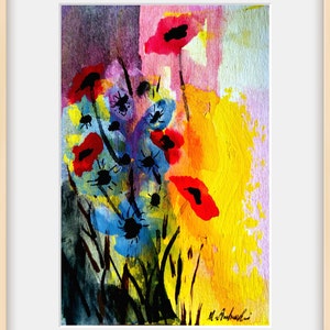 Flores de papoula, pintura original