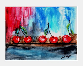 Cherries and light, original painting