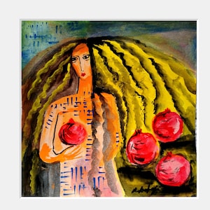 Mujer y granadas, cuadro original