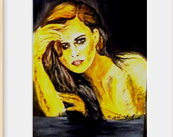 Woman And Night, original oil painting
