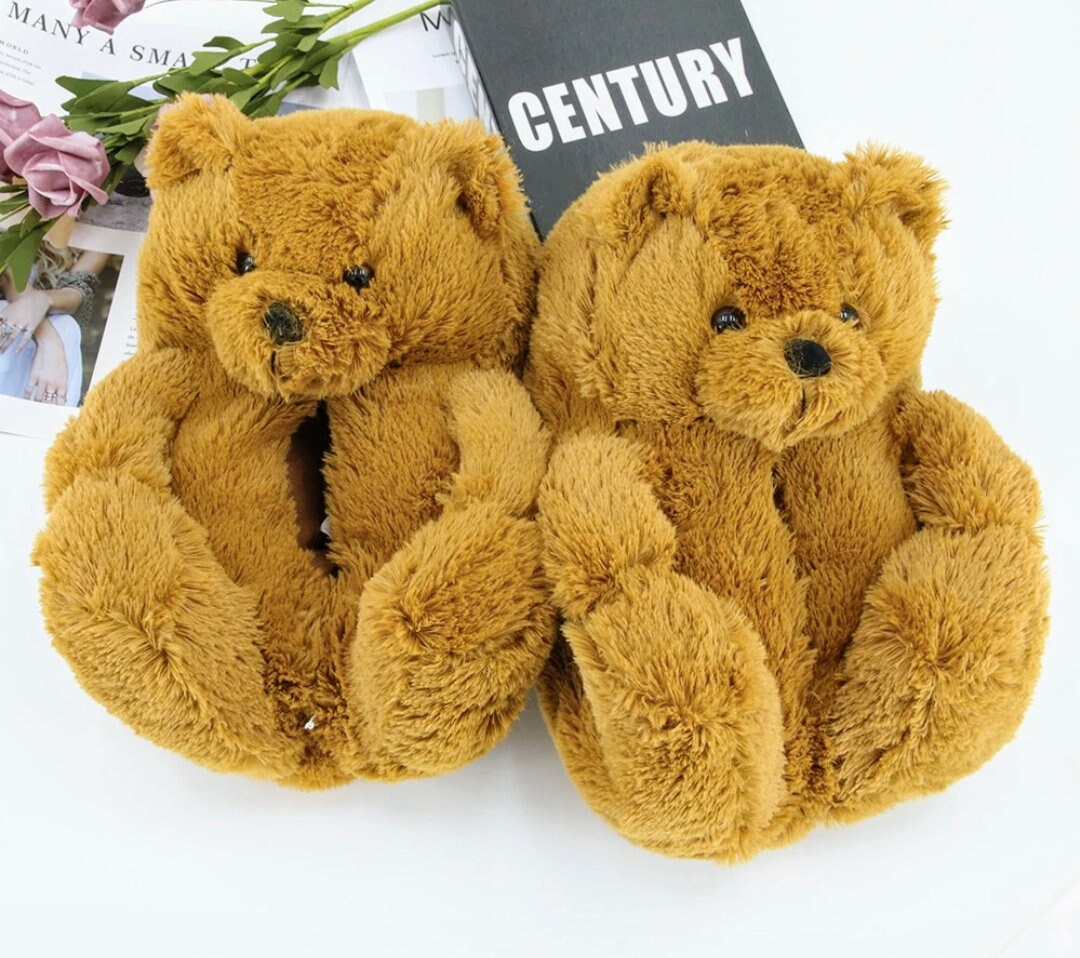 Women's Teddy Bear Slippers Etsy