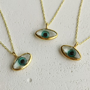 925 Sterling Silver Evil Eye Necklace for Women, Protection Necklace, Good Luck Jewelry,  Evil Eye Glass, Unique Jewelry, Gift for Her