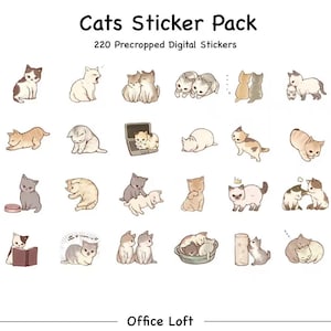 Cat digital stickers happy sticker pack Digital Planner Sticker GoodNotes Sticker goodnotes planner