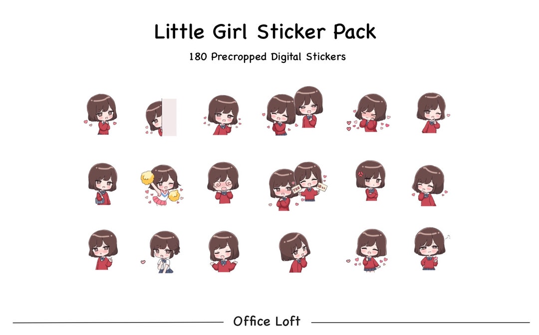 Little Girl Digital Stickers Happy Sticker Pack Digital Planner Sticker ...