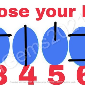 May include: Choose your drill: eight blue circles with different markings.  The circles are numbered 1 through 8 in red.