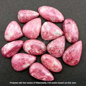 Lote de cabochão de thulita rosa natural, joias com pedras preciosas - cabochão solto de thulita - Pedra para fazer joias múltiplas, pedra preciosa solta de thulita rosa superior