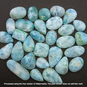 Lote de cabochão de larimar natural, joias com pedras preciosas - Cabochão solto de larimar caribenho - Pedras preciosas - Pedra para fazer joias múltiplas, pedras preciosas soltas