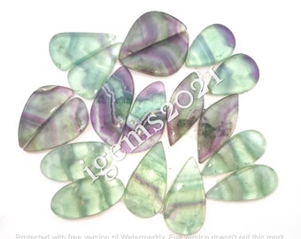 Coppia di cabochon di pietre preziose di fluorite naturale, coppia di orecchini di fluorite - Cabochon di fluorite verde - Pietra per la creazione di gioielli multipli, pietra preziosa sciolta