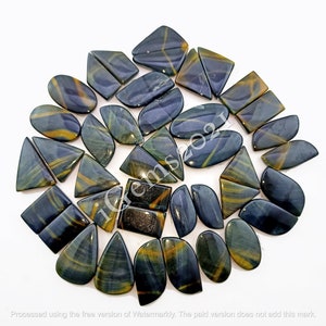 Natural Multi Tiger Eye Pairs Gemstone Cabochon - AAA Hawk Eye, Blue Tiger Eye Pairs - Hawk Eye - Multi Jewelry Making Stone, Loose Gemstone