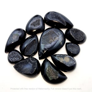Natural Black Onyx Druzy gemstone Cabochon, Druzy Jewelry - Black Onyx cabochon - Agate druzy - Multi Jewelry Making Stone, Loose Gemstone