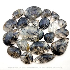 Natuurlijke zwarte rutielkwarts cabochon veel, edelsteen sieraden - losse rutiel cabochon - edelstenen - multi-sieraden maken steen, losse edelsteen