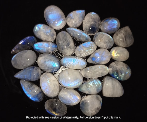 Natural Rainbow Moonstone Cabochon lot, gemstone Jewelry - Moonstone loose cabochon - Gemstones - Multi Jewelry Making Stone, Loose Gemstone