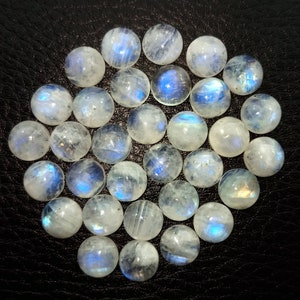 Natuurlijk 5 x 5 MM tot 15 x 15 MM ronde regenboog maansteen cabochon, edelsteen sieraden - ronde mm stenen - sieraden maken steen, mm losse edelsteen