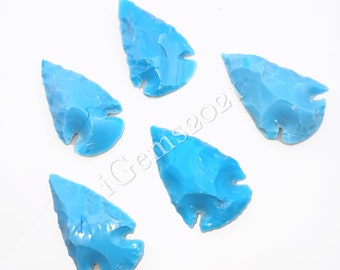 1 Punta de flecha de vidrio artificial turquesa de Arizona - Punta de flecha - Punta de flecha turquesa - Turquesa para envolver alambre - Lote de piedras preciosas cabujón