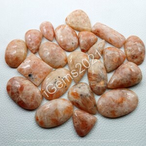 AAA Natural Sunstone Gemstone Cabochon, Orange Sunstone for Jewelry - Sunstone Cabochon Lot - Multi Jewelry Making Stone, Loose Gemstone lot