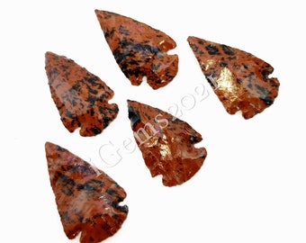 Natural mahogany Obsidian Arrowhead Stone, Arrowhead Crystal - Obsidian Speahead - Gemstone For Wire wrapping - Gemstone arrowhead/spearhead