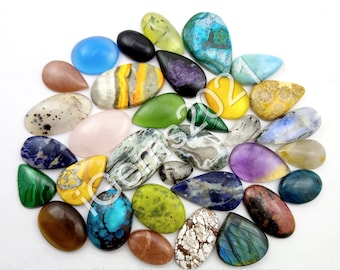 Gemischte Menge natürlicher Edelstein-Cabochons, Mix-Edelstein-Lot - Cabochon nach Gewicht, natürlicher Edelstein - Multi-Schmuckherstellungsstein, loser Edelstein