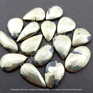 Cabochão de pedra preciosa de pirita natural de ouro Apache, joias de obsidiana - Cabochão de pirita - Pedras preciosas - Pedra para fazer joias múltiplas, Pedra preciosa solta