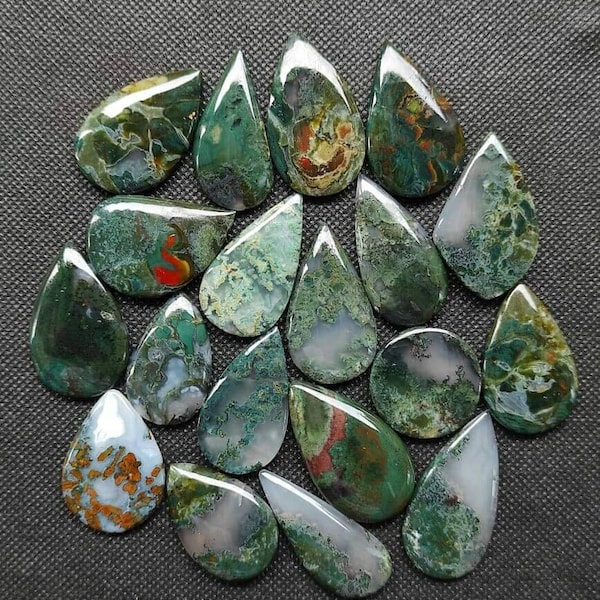 Natural Moss Agate gemstone Cabochon - Green Moss Agate Jewelry - moss cabochon - moss agate - Multi Jewelry Making Stone, Loose Gemstone