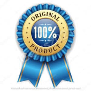May include: A blue and gold ribbon with the text "ORIGINAL 100% PRODUCT" on it.