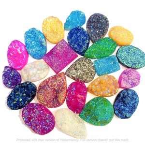 Natural Titanium Agate Druzy Coated gemstone Cabochon - Druzy Jewelry - Titanium Druzy Cabochon - Multi Jewelry Making Stone, Loose Gemstone
