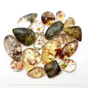 Cabochão de quartzo natural de jardim, verso bruto, joias com pedra preciosa lodolita - cabochão de quartzo - pedra para fazer joias diversas, pedras preciosas soltas