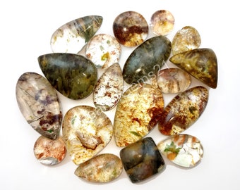 Natural Garden Quartz Cabochon, raw backside, Lodolite gemstone Jewelry - quartz cabochon - Multi Jewelry Making Stone, Loose Gemstone