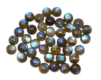 Natural 5X5 MM to 15X15 MM Round Labradorite Cabochon, Labradorite Jewelry - Flat back Beads - Multi Jewelry Making Stone, Loose Gemstone
