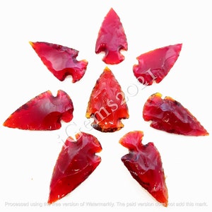 Red Garnet Arrowhead, Glass Stone Man-made Arrowhead Crystal - Arrowhead Cabochon - Red Garnet For Wire wrapping - Cabochon Gemstone Lot