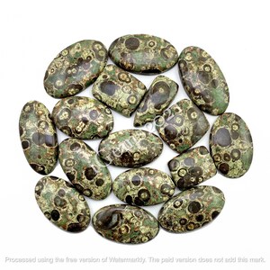 Cabochão de pedra preciosa de jaspe de crocodilo verde natural - Joias de jaspe de crocodilo - Jaspe de crocodilo - Pedra para fazer joias múltiplas - Pedra preciosa solta