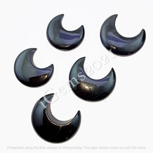 Black Onyx Crescent shape Moon Gemstone - Onyx Crystal Moon - Stone for Wire wrapping - Jewelry Making Stone - Loose Cabochon Gemstone Lot