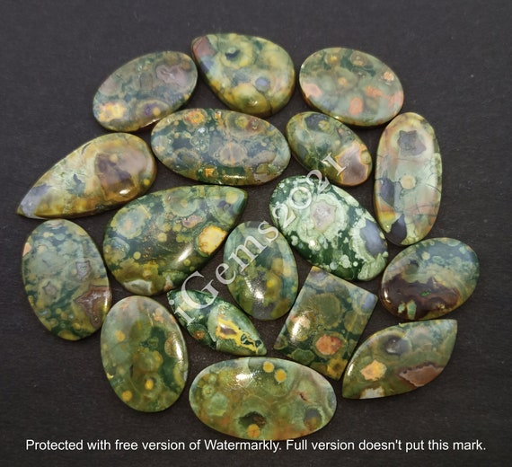 AAA Natural Rhyolite Gemstone Cabochon, Rhyolite for Jewelry - Green Rhyolite Cabochon Lot - Multi Jewelry Making Stone, Loose Gemstone
