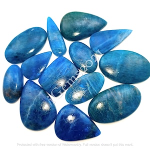 Lote de cabochão de apatita azul natural, joias com pedras preciosas - cabochão solto de apatita azul - pedras preciosas - pedras para fazer joias múltiplas, pedras preciosas soltas