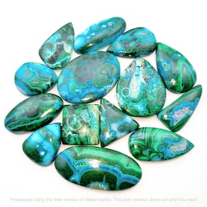 Cabochão de malaquita crisocola natural, cabochão de malaquita - Pedras preciosas de crisocola - Pedra para fazer joias diversas, lote de pedras preciosas soltas