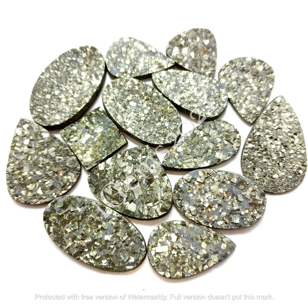 Natural Pyrite Sugar Druzy Cabochon lot, gemstone Jewelry - Golden pyrite Druzy Loose cabochon - Multi Jewelry Making Stone, Loose Gemstone